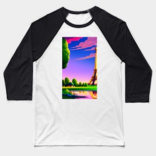 Eiffel Tower - Love France Memory - painting, and mix drawing, painting and digital Baseball T-Shirt